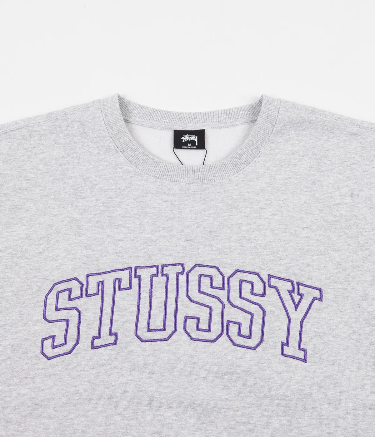 Stussy Outline Applique Crewneck Sweatshirt - Ash Heather