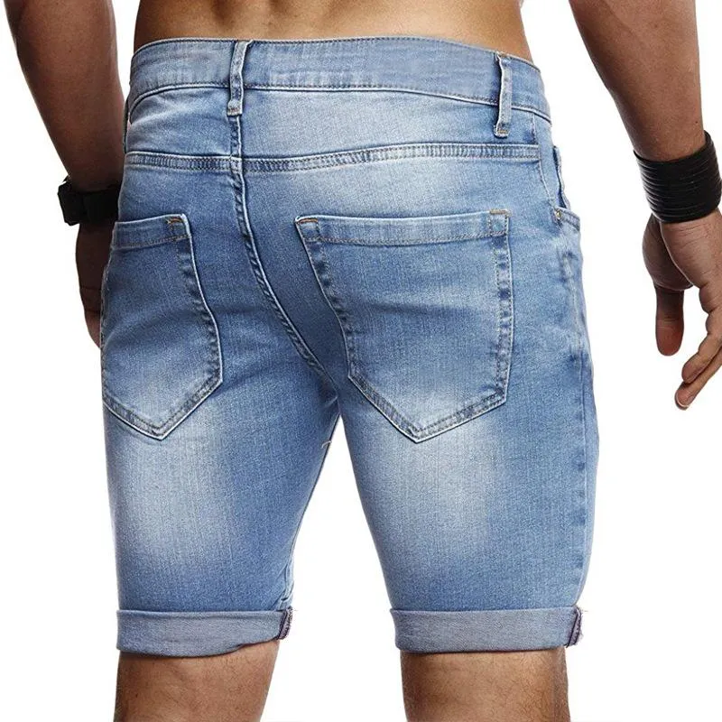 Summer Men's Thin Ripped Denim Shorts 15651173L