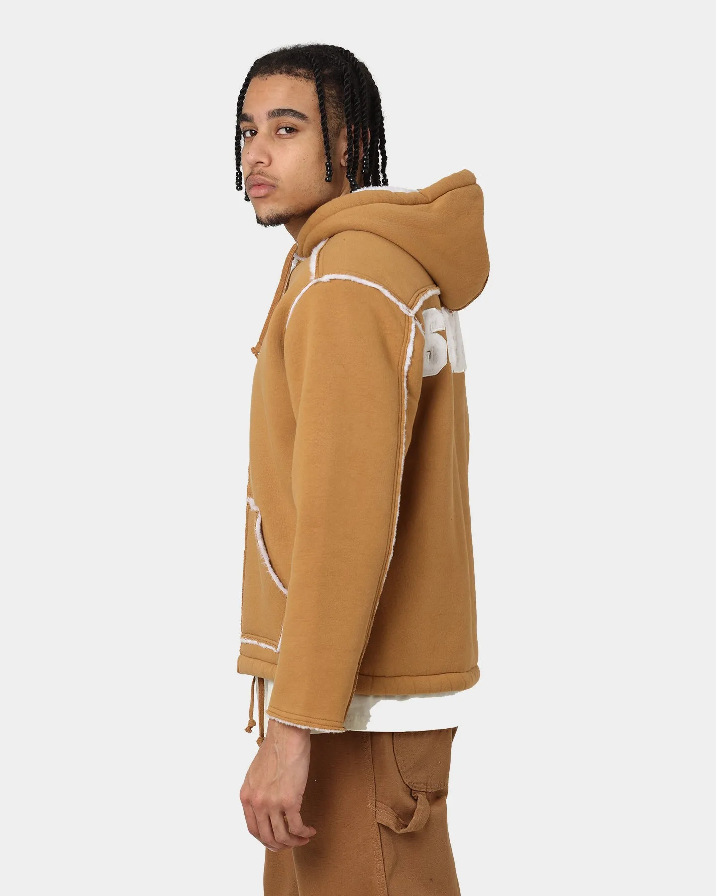 Supreme Faux Shearling Hooded Jacket Brown