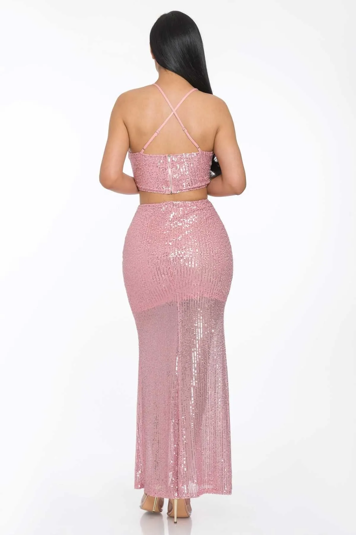 Sxy Back Sequin Maxi Dress