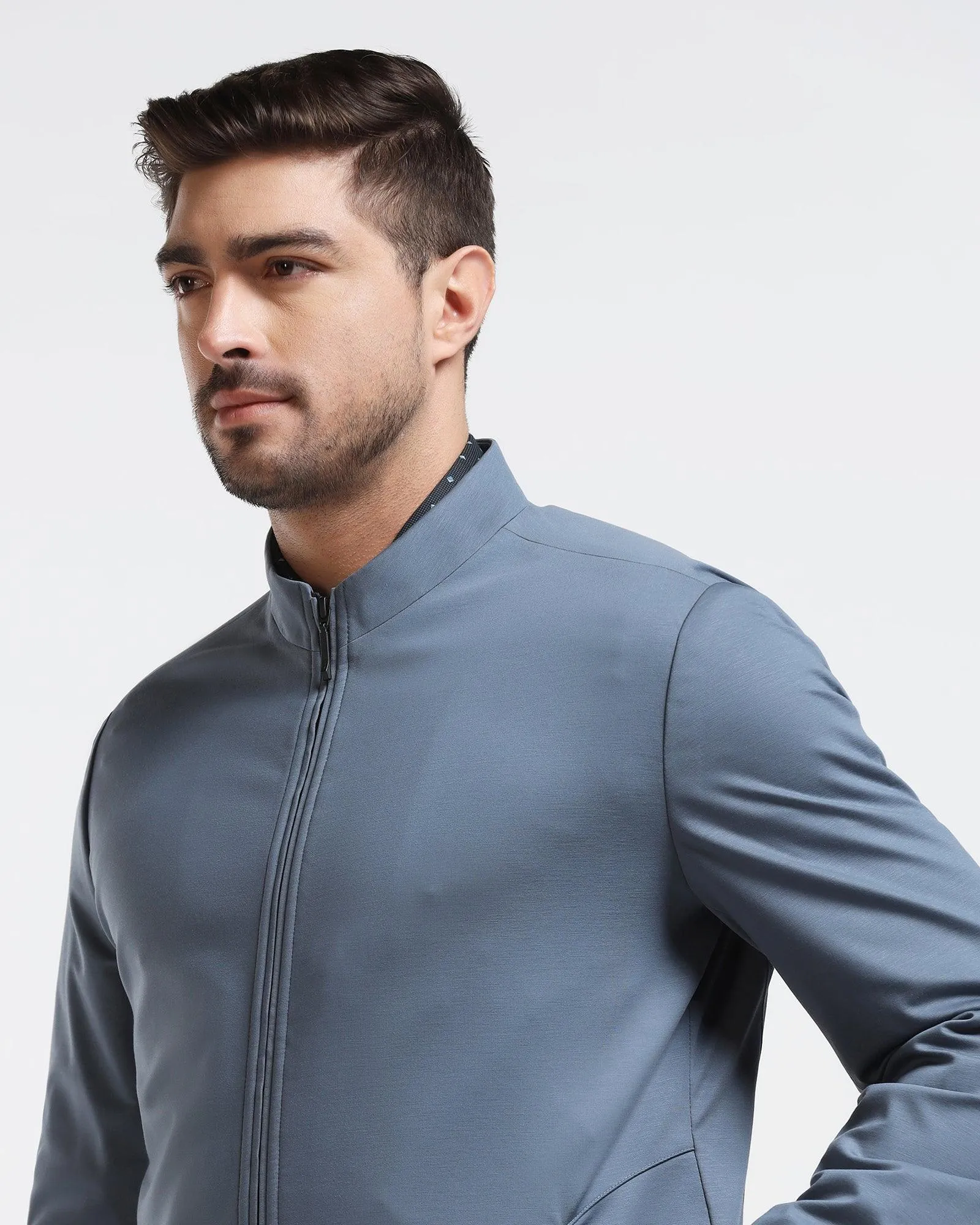 TechPro Blue Solid Zipper Jacket - Main