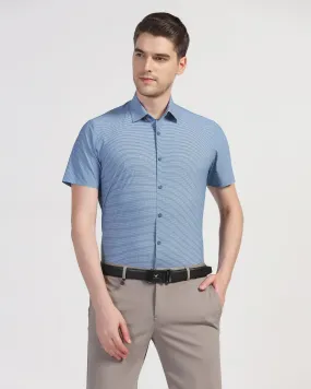 TechPro Formal Half Sleeve Greyish Blue Printed Shirt - Joel