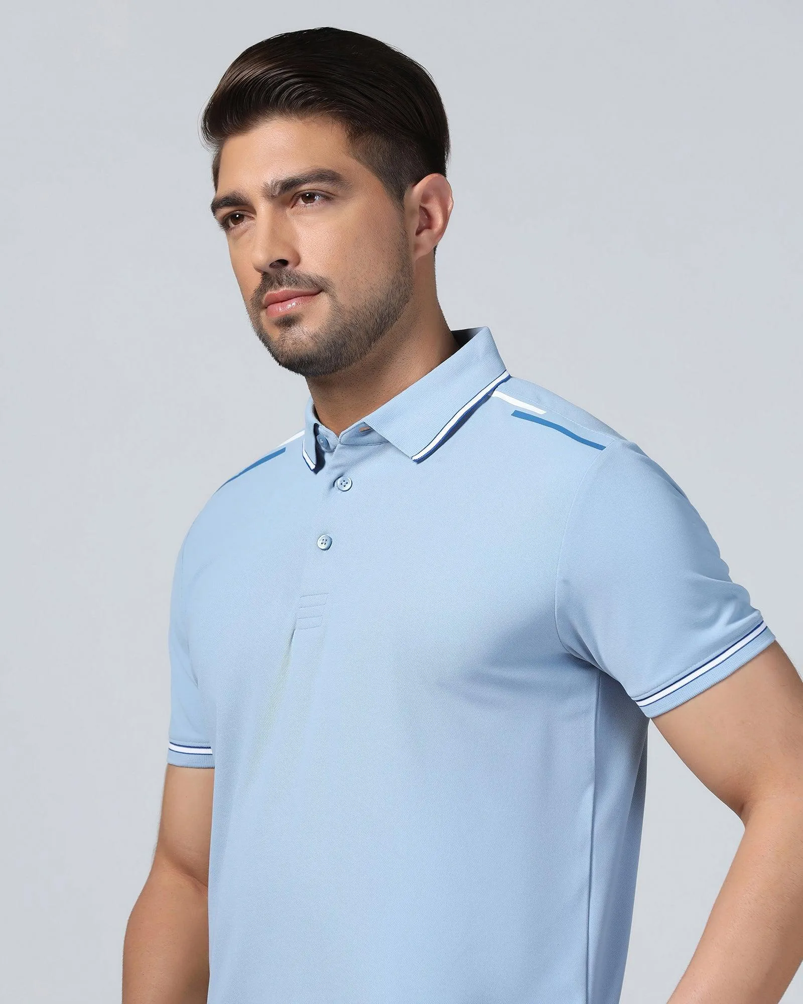 TechPro Polo Blue Solid T-Shirt - Limon