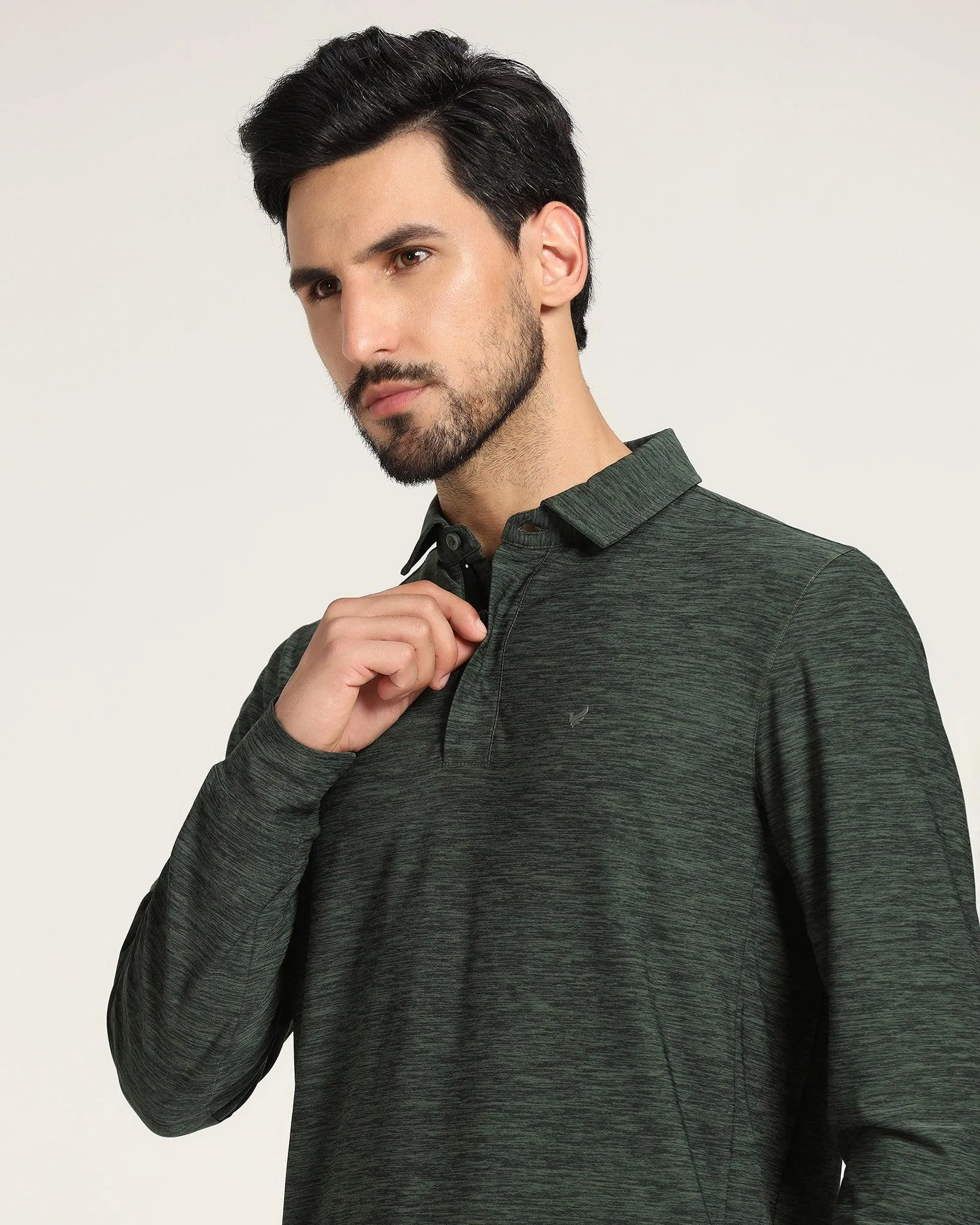 TechPro Polo Dark Green Solid T-Shirt - Berrys