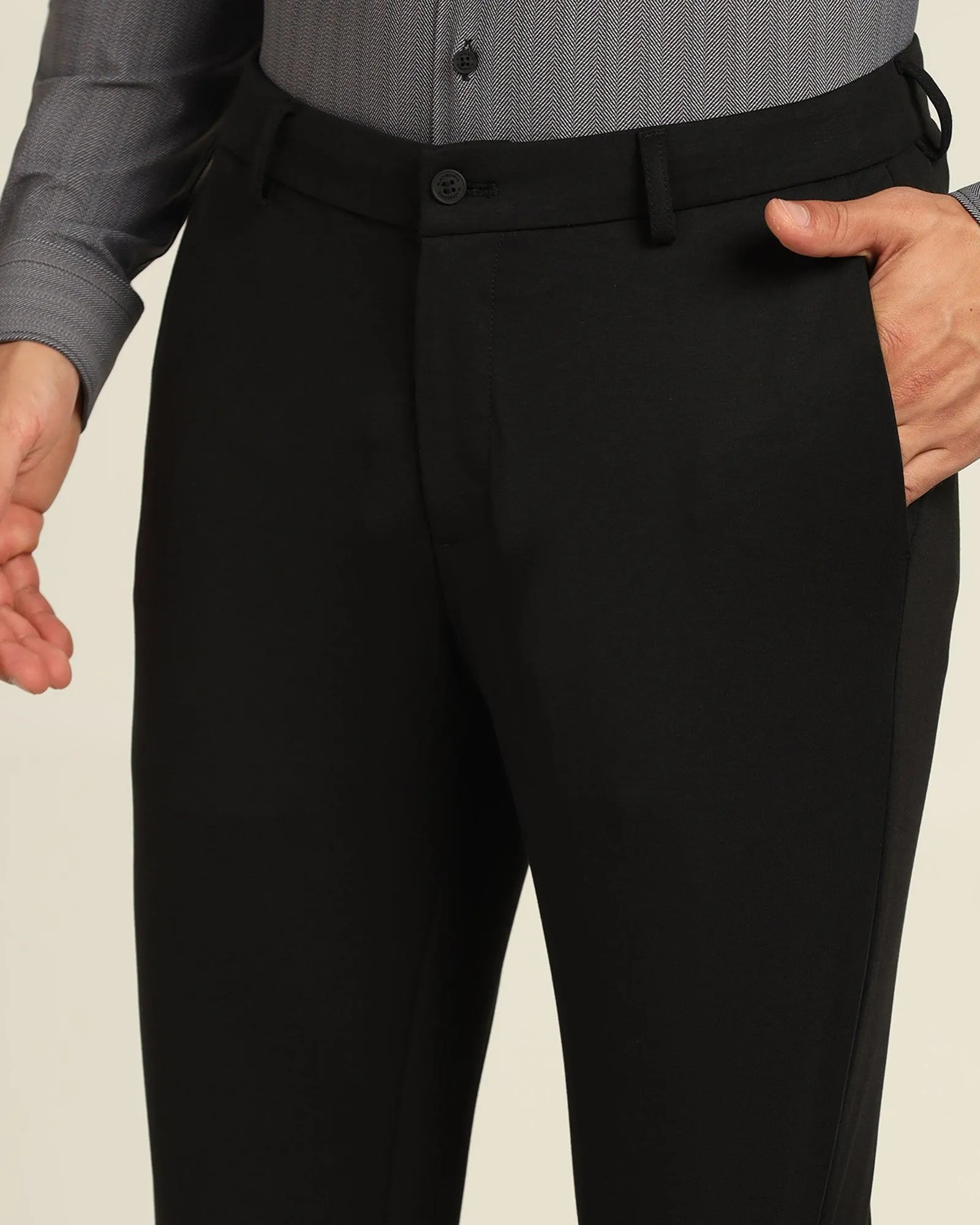 TechPro Slim Fit B-91 Casual Black Solid Khakis - Ziea