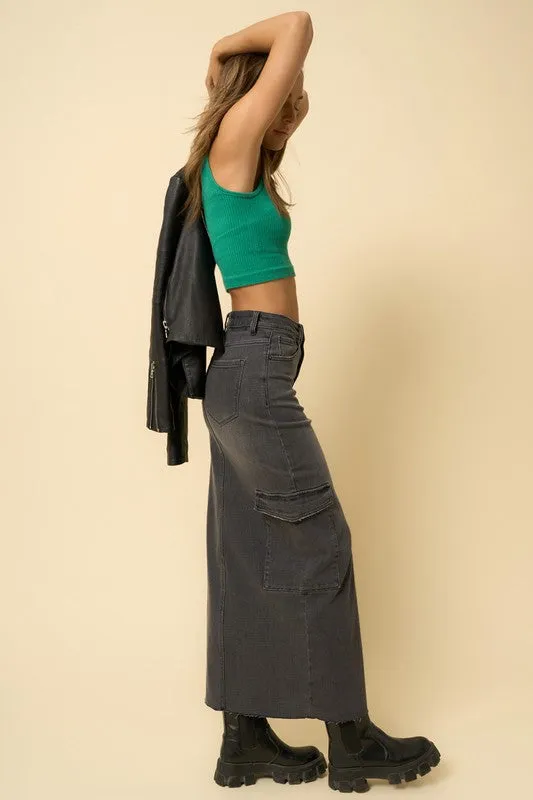 TEEK - BLACK SUPER MAXI CARGO SKIRT