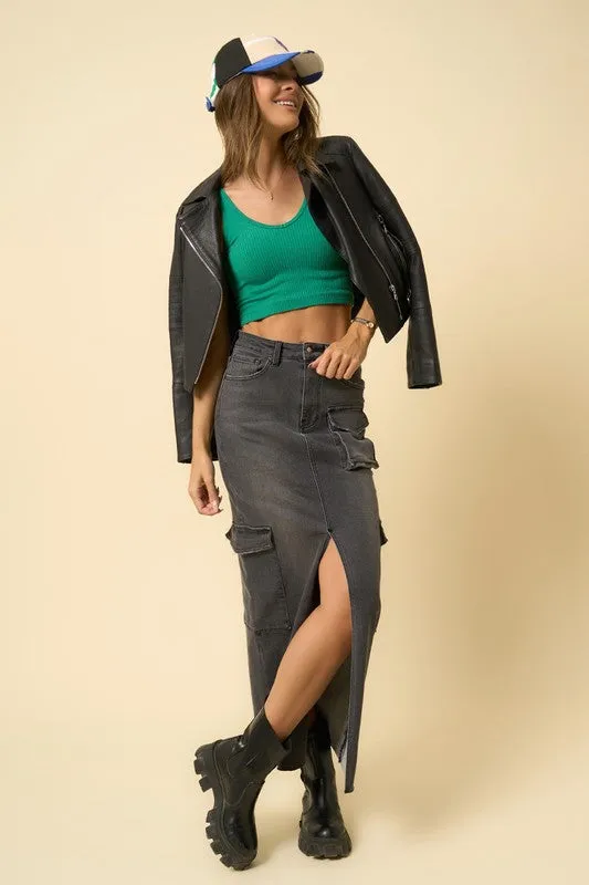 TEEK - BLACK SUPER MAXI CARGO SKIRT