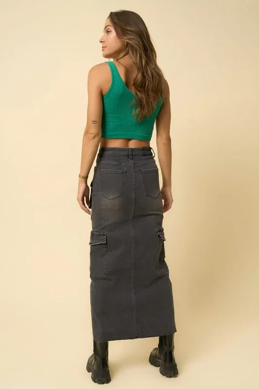 TEEK - BLACK SUPER MAXI CARGO SKIRT