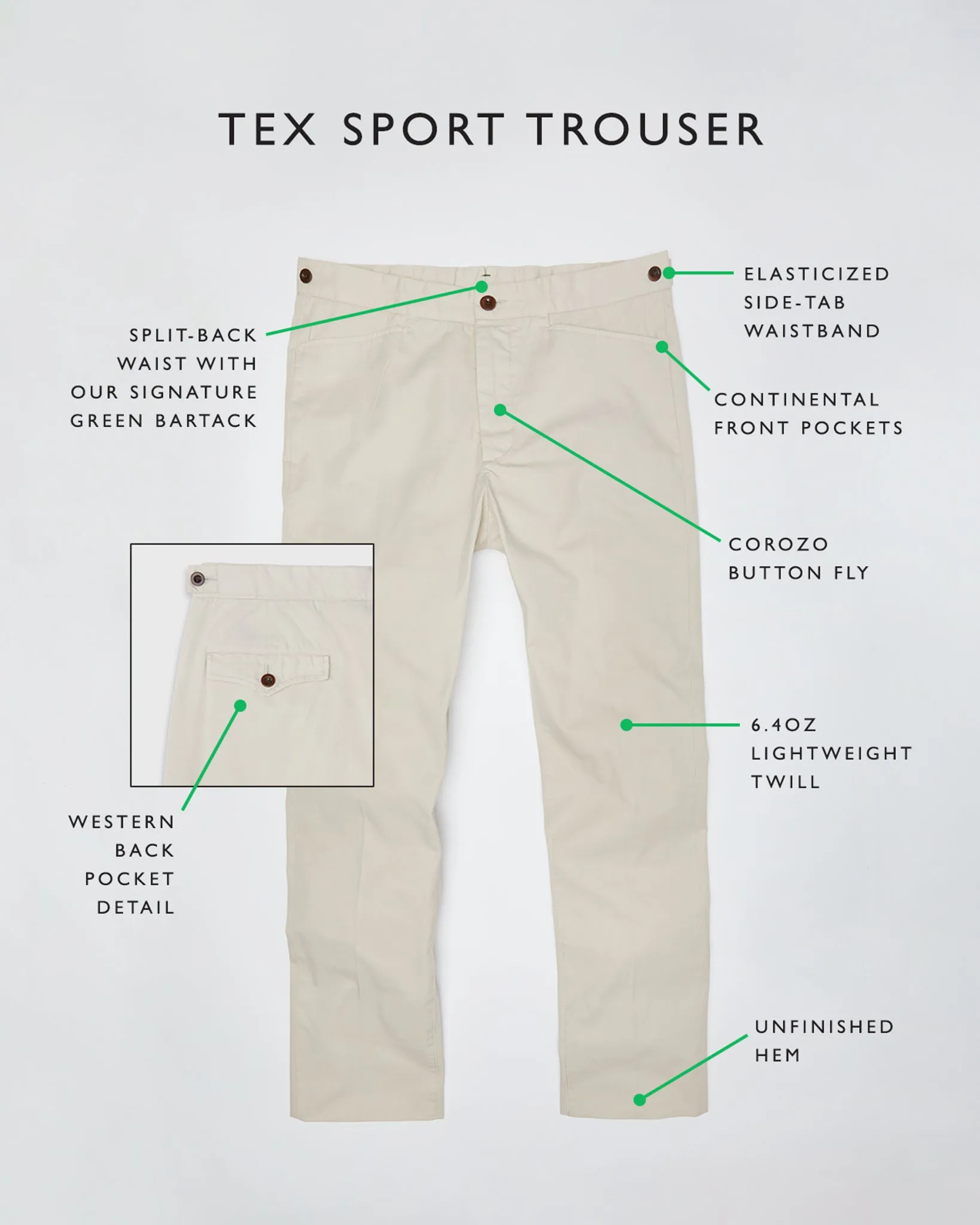 Tex Sport Trouser in Stone AP Twill