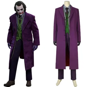 The Dark Knight Batman Joker Clown Purple Coat Cosplay Men Halloween Costume