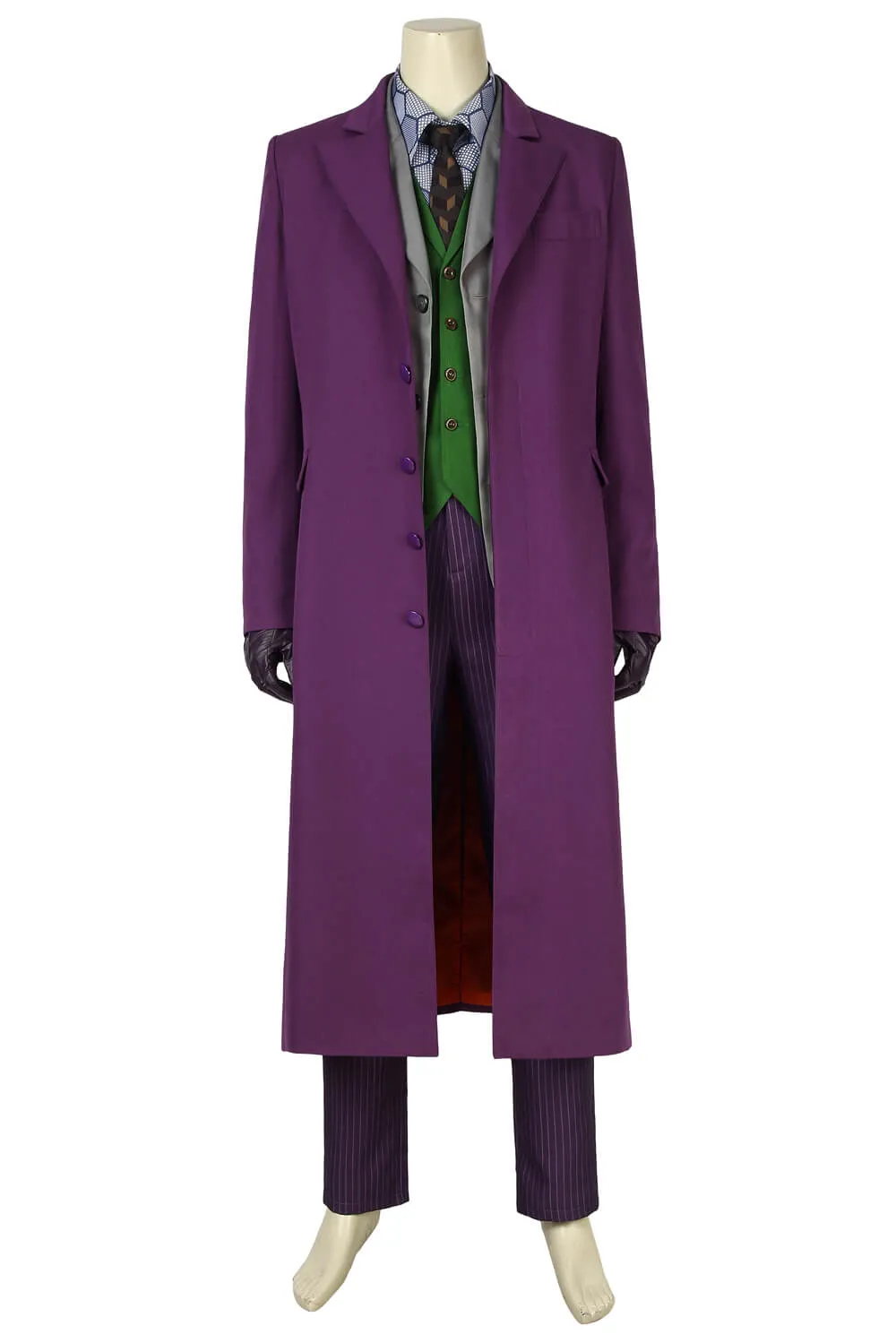 The Dark Knight Batman Joker Clown Purple Coat Cosplay Men Halloween Costume