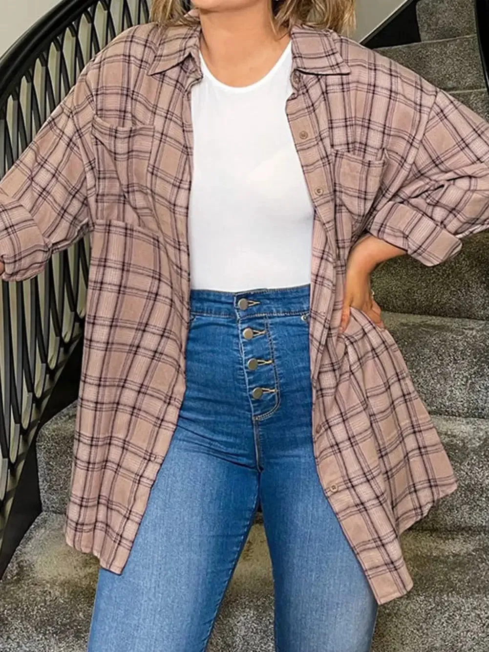 The Jane Oversized Flannel Shirt - PLUS