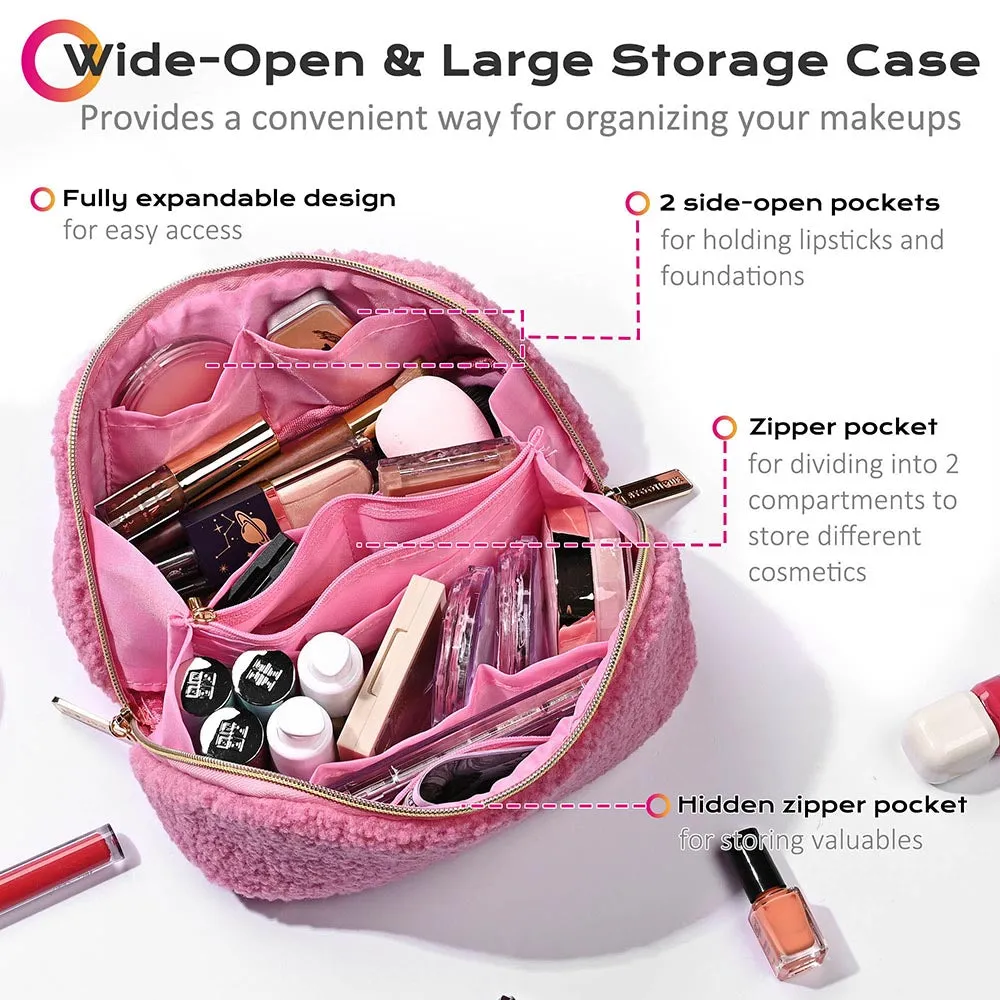 TheLAShop Large Cosmetic Bag Brush Holder with Compartments