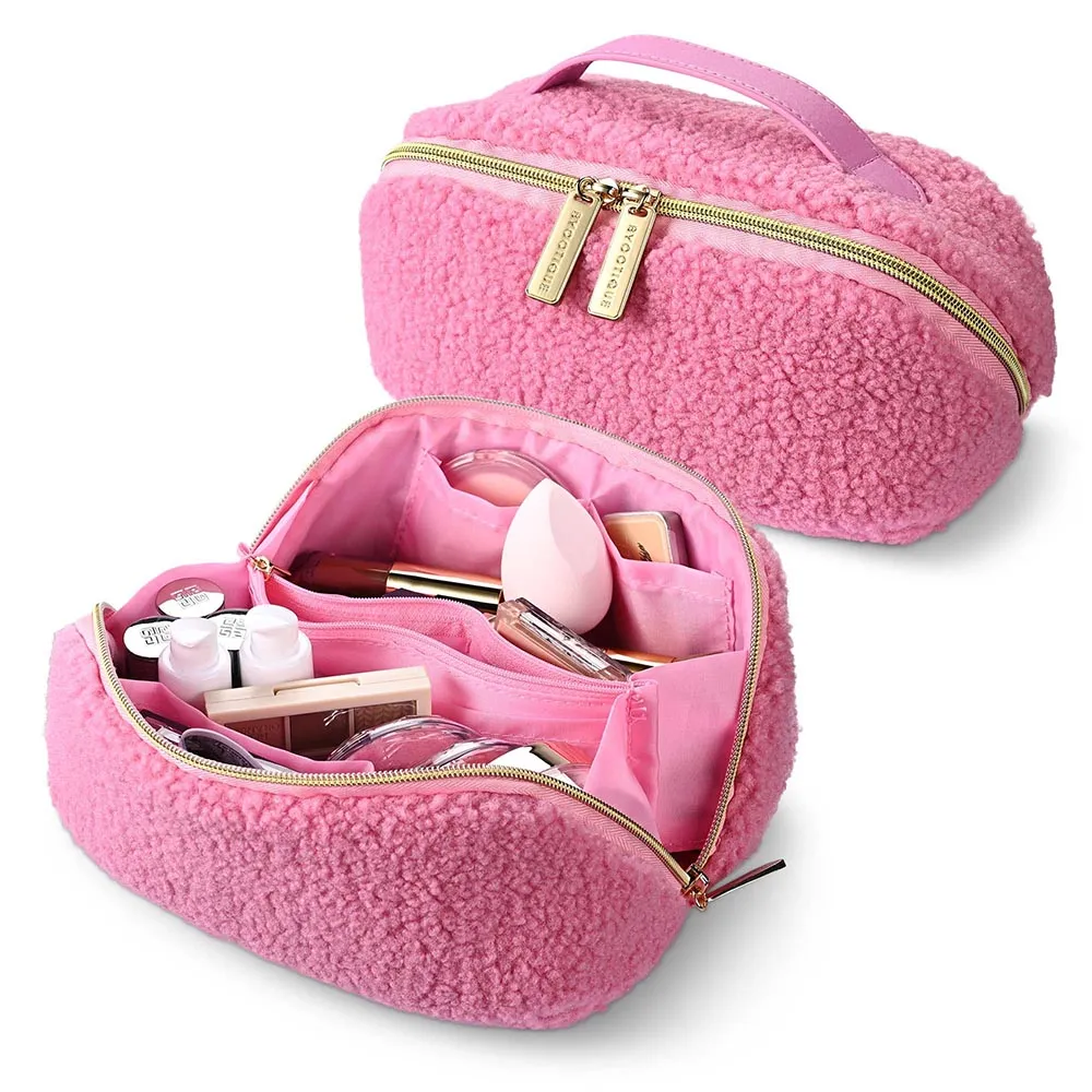 TheLAShop Large Cosmetic Bag Brush Holder with Compartments