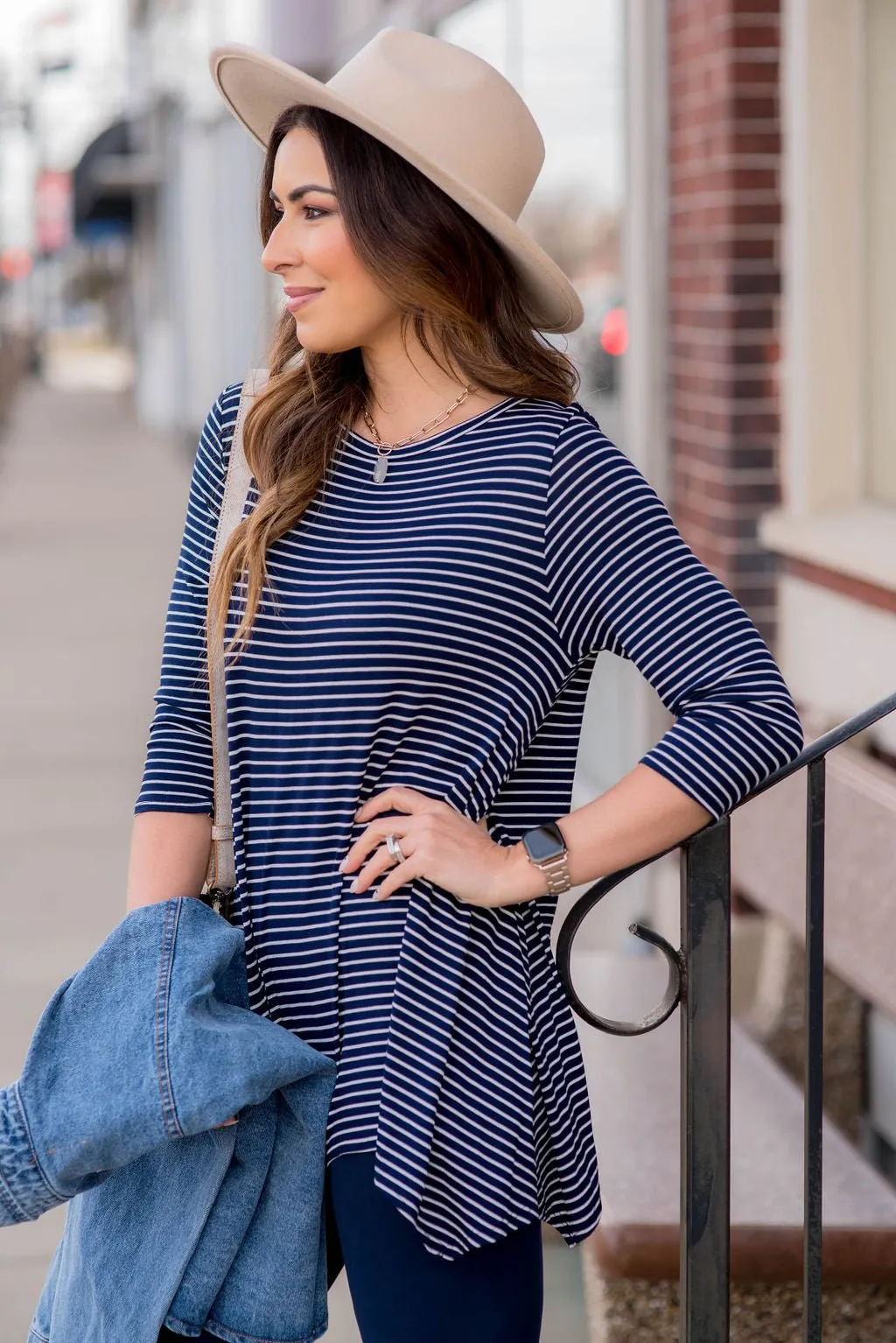 Thin Striped Sharkbite Tunic Tee