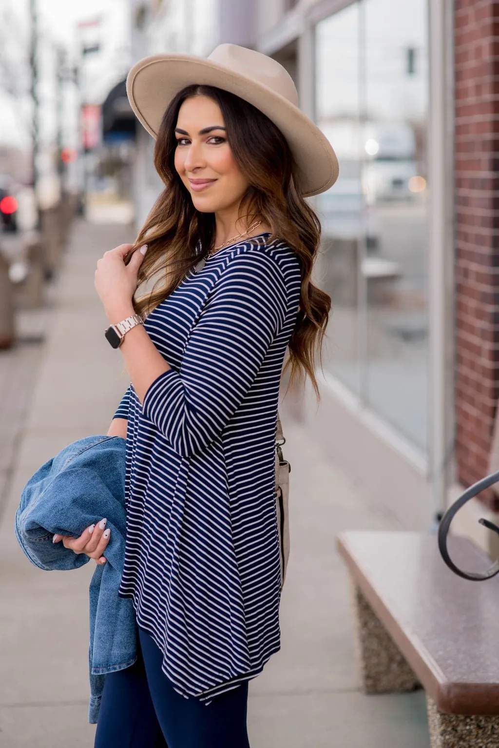 Thin Striped Sharkbite Tunic Tee