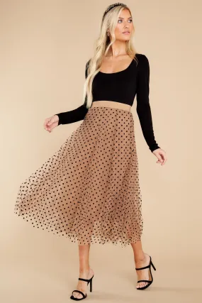 Twirl With It Coffee Polka Dot Skirt