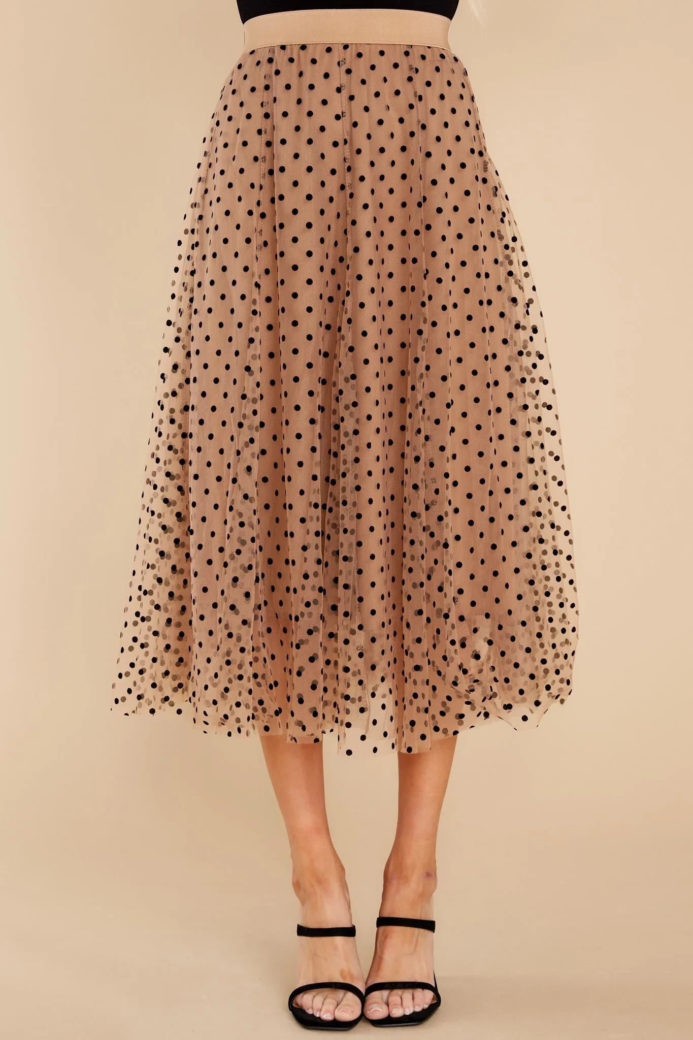 Twirl With It Coffee Polka Dot Skirt