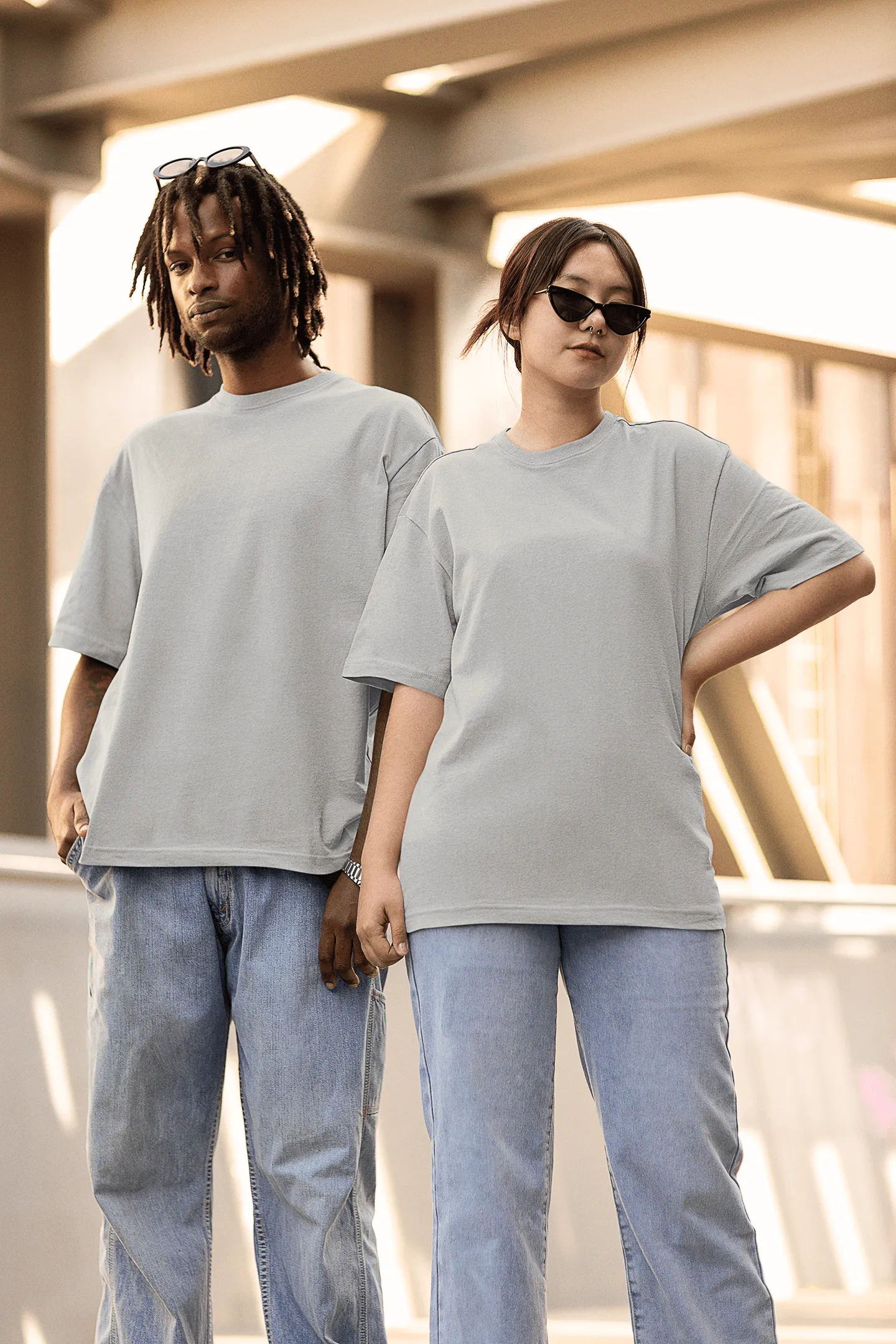 Unisex Oversize T-shirts - Ultra-Soft Cotton, Bio-Washed (Beige)