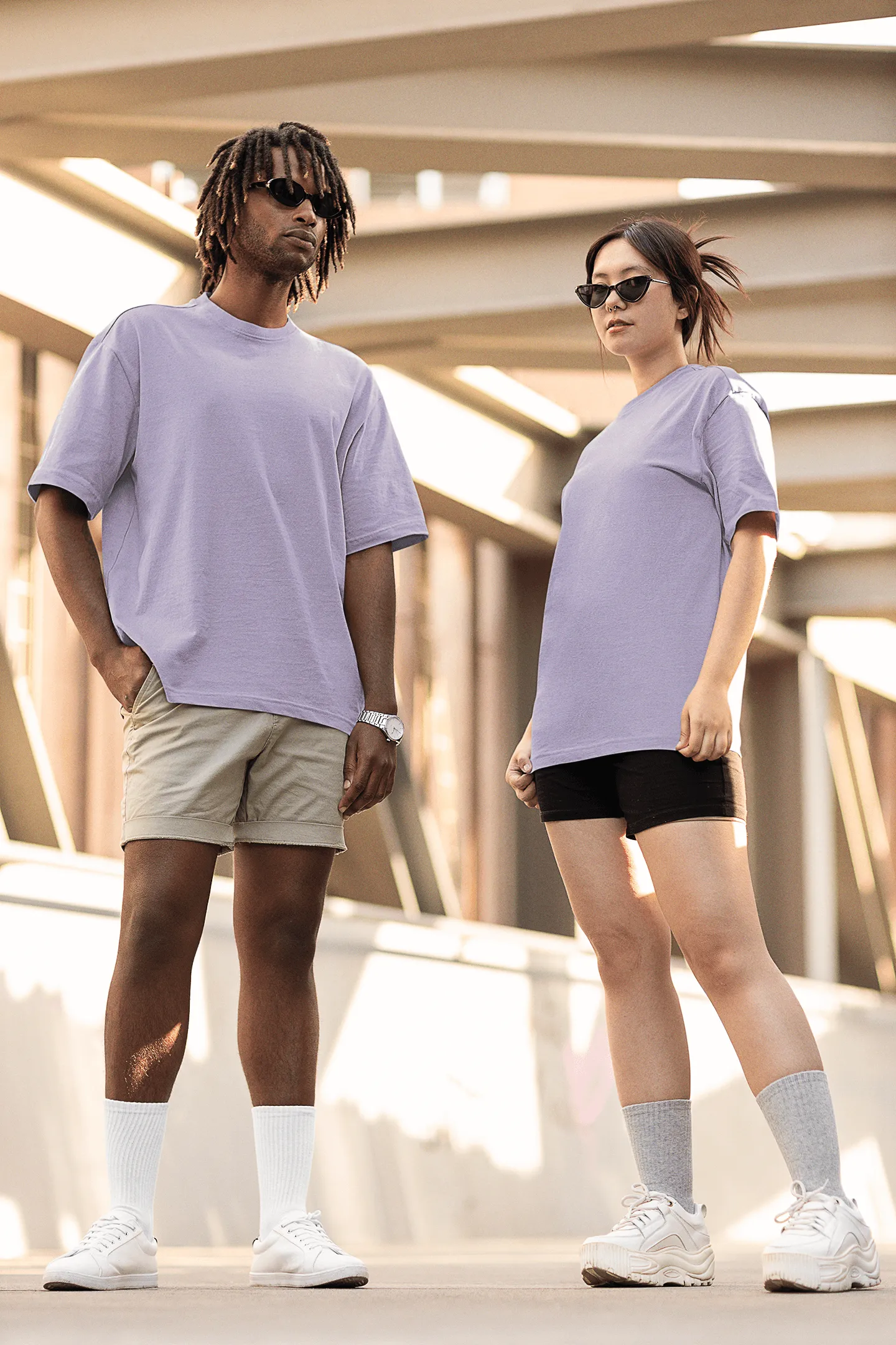 Unisex Oversize T-shirts - Ultra-Soft Cotton, Bio-Washed (Beige)