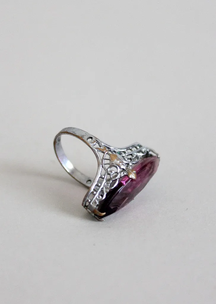 Vintage 1930s Plum Art Deco Cocktail Ring