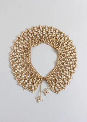 Vintage 1950s Pearls and Gold Woven Collar