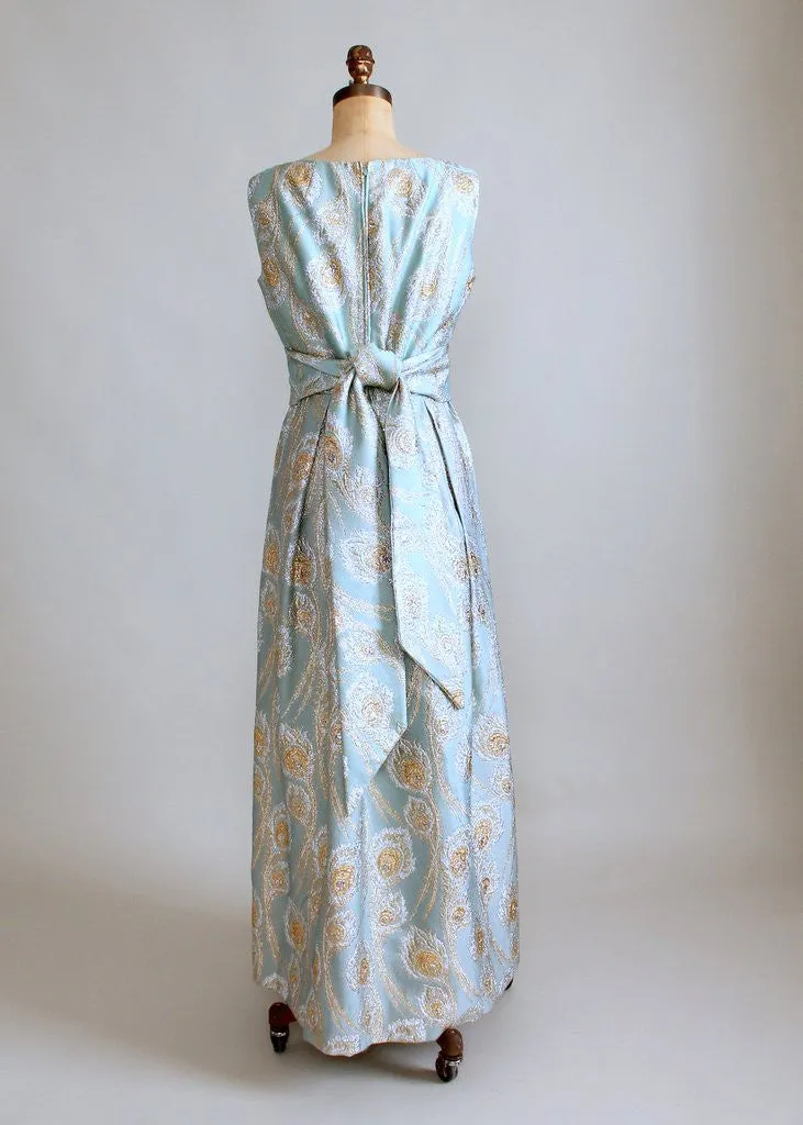 Vintage 1960s Ceil Chapman Brocade Lamé Evening Gown