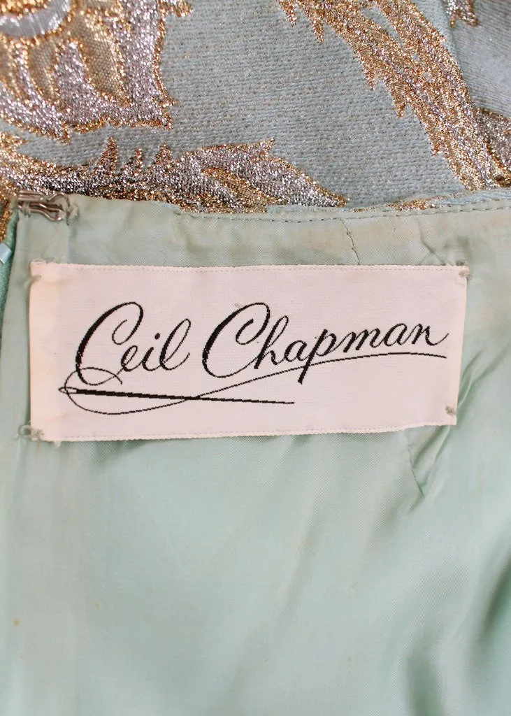 Vintage 1960s Ceil Chapman Brocade Lamé Evening Gown