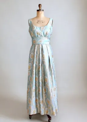 Vintage 1960s Ceil Chapman Brocade Lamé Evening Gown