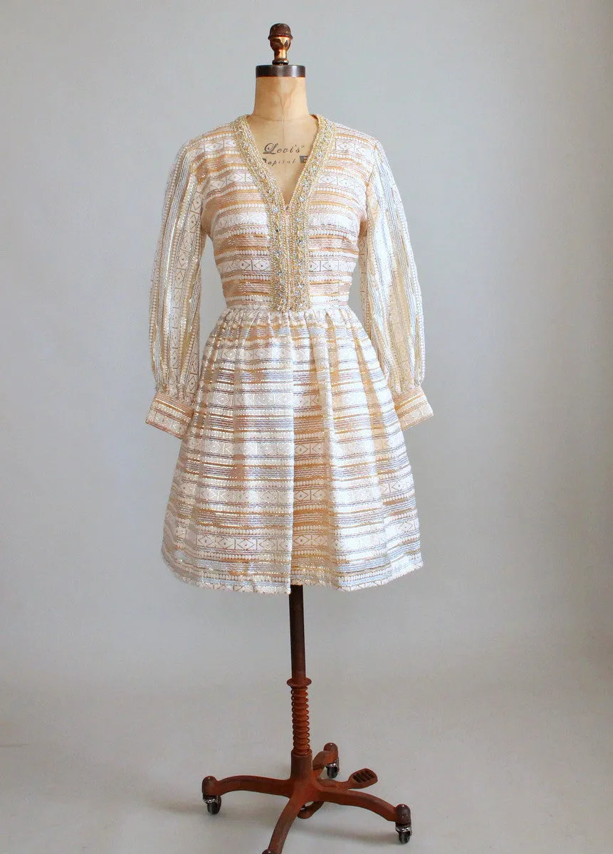 Vintage 1960s MOD Shimmery Gold Party Dress