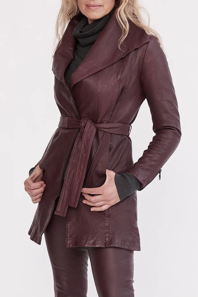 Washington Drape Trench Shiraz Leather - SAMPLE