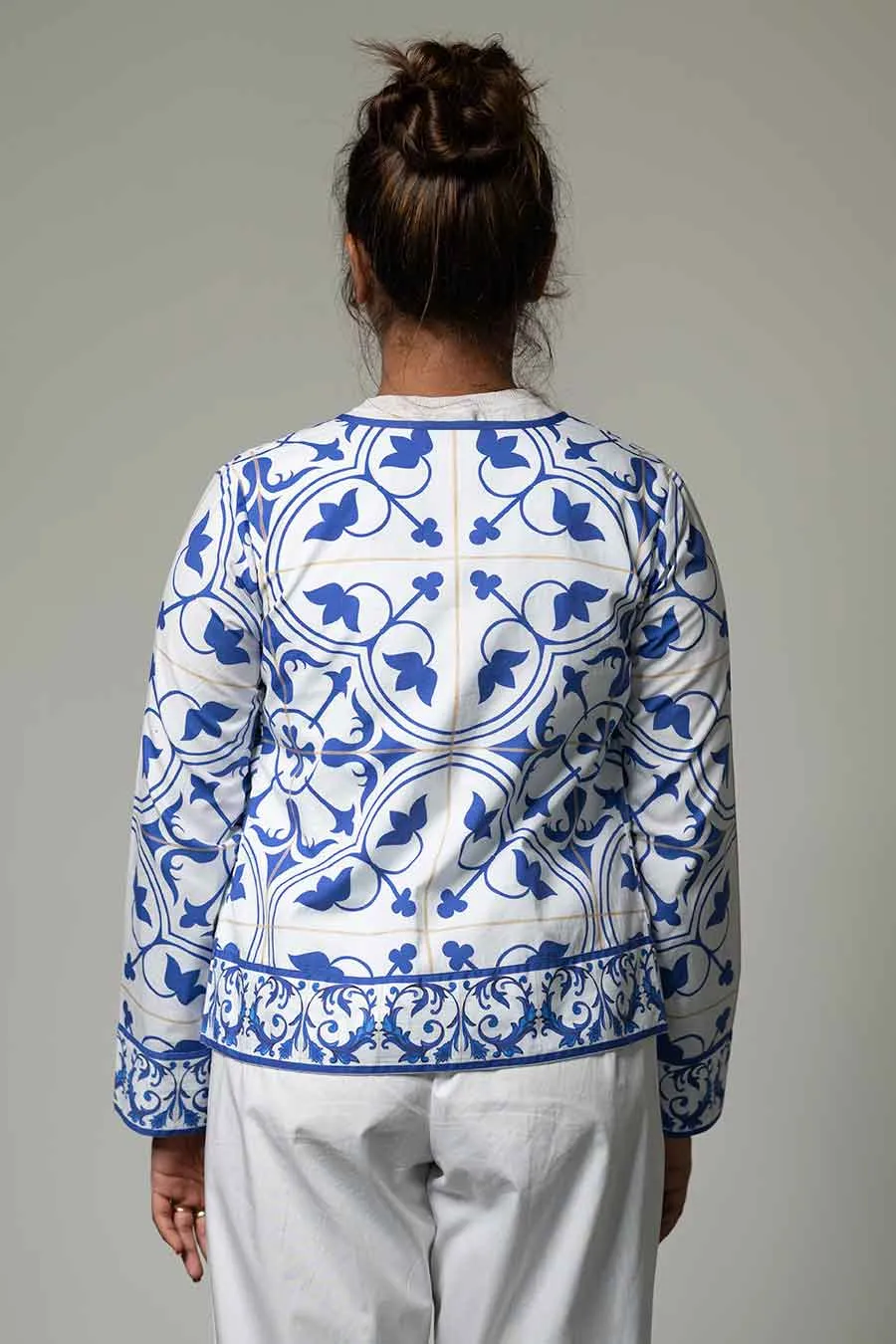 White Printed Azulejos Shacket