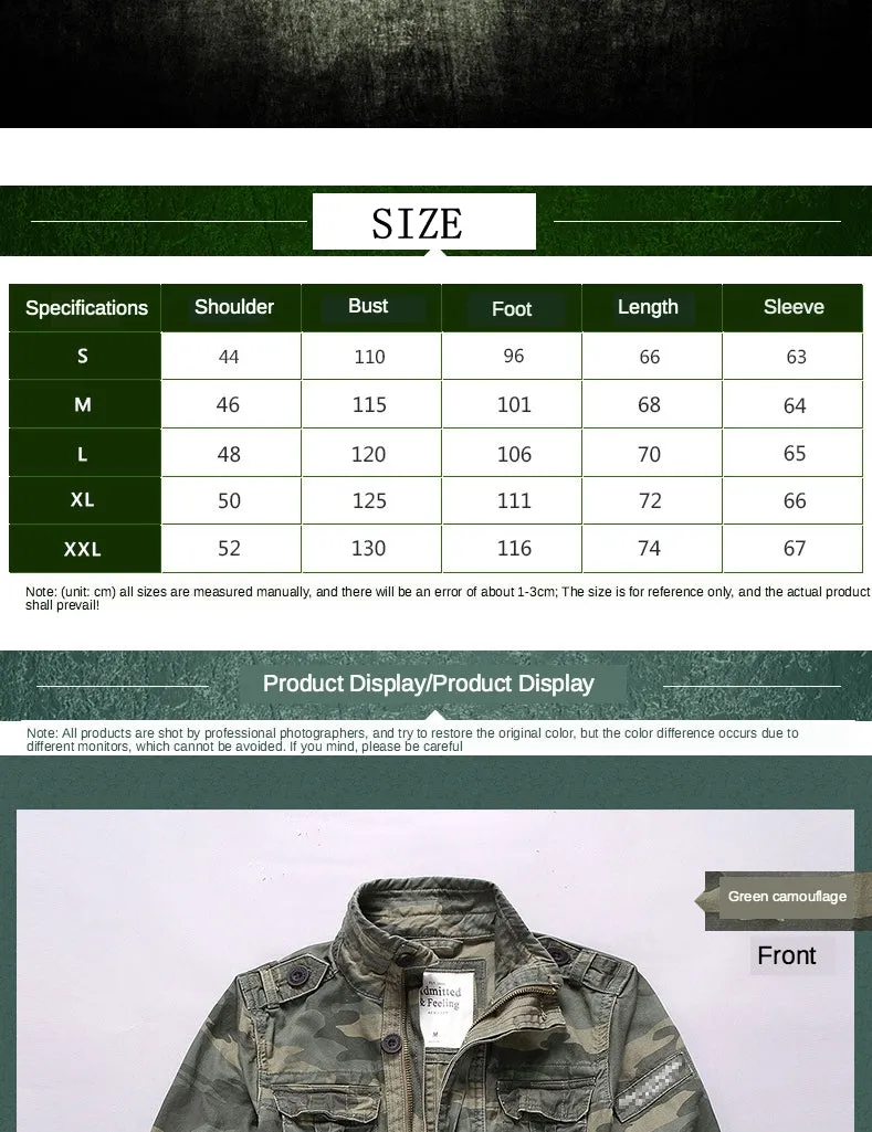 Wiaofellas Denim Camouflage Military Jacket Men Stand Collar Army Camo Jacket Outwear Overalls Men Winter Thick Pure Cotton Casual Coat XXL