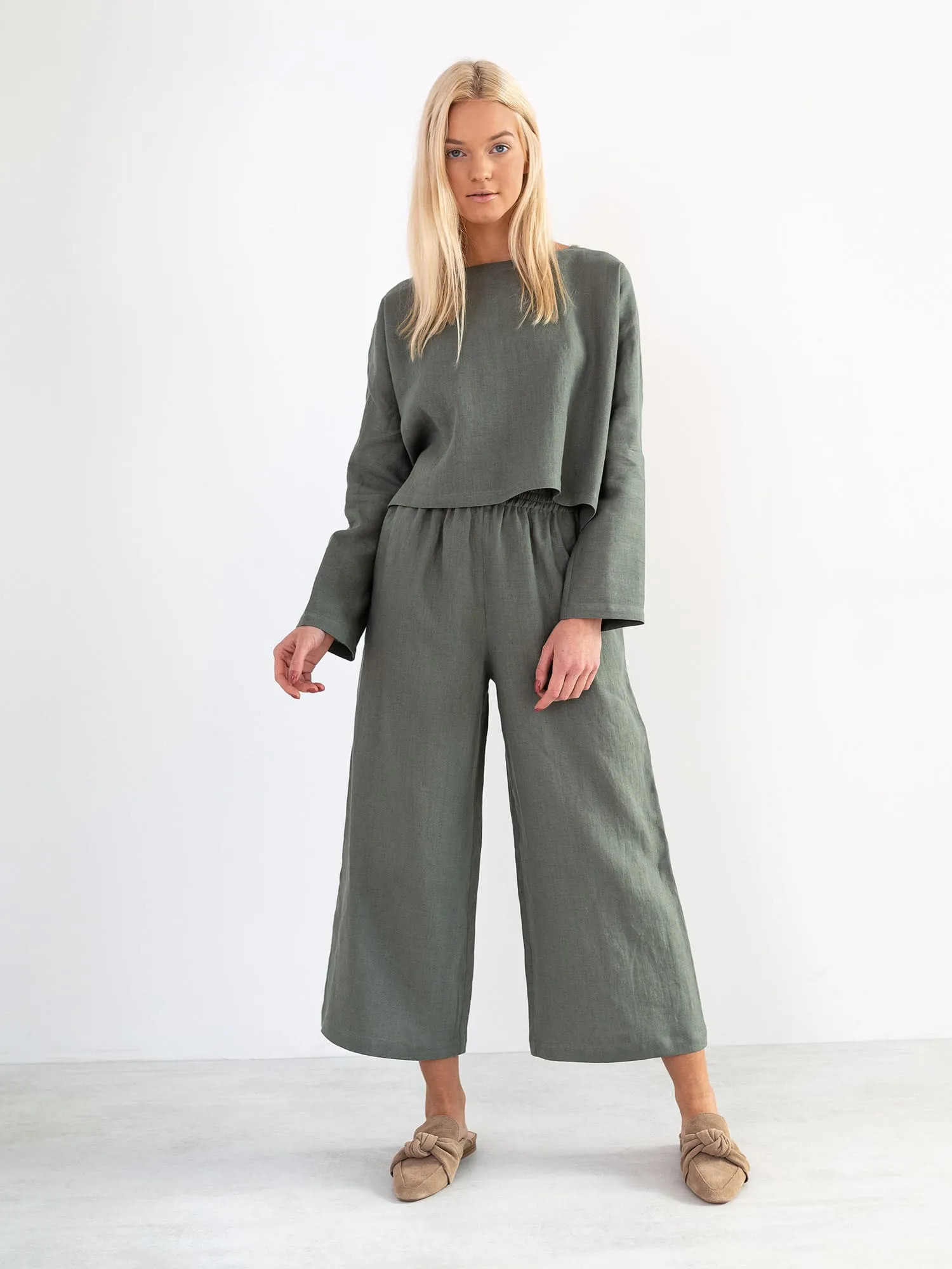 Wide-Leg Linen Pants