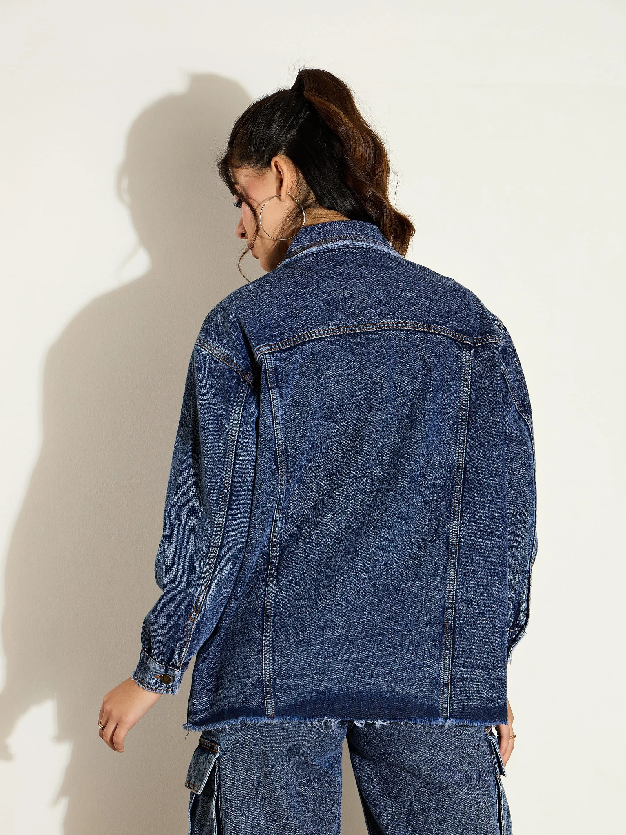 Women Blue Blast Denim Shacket