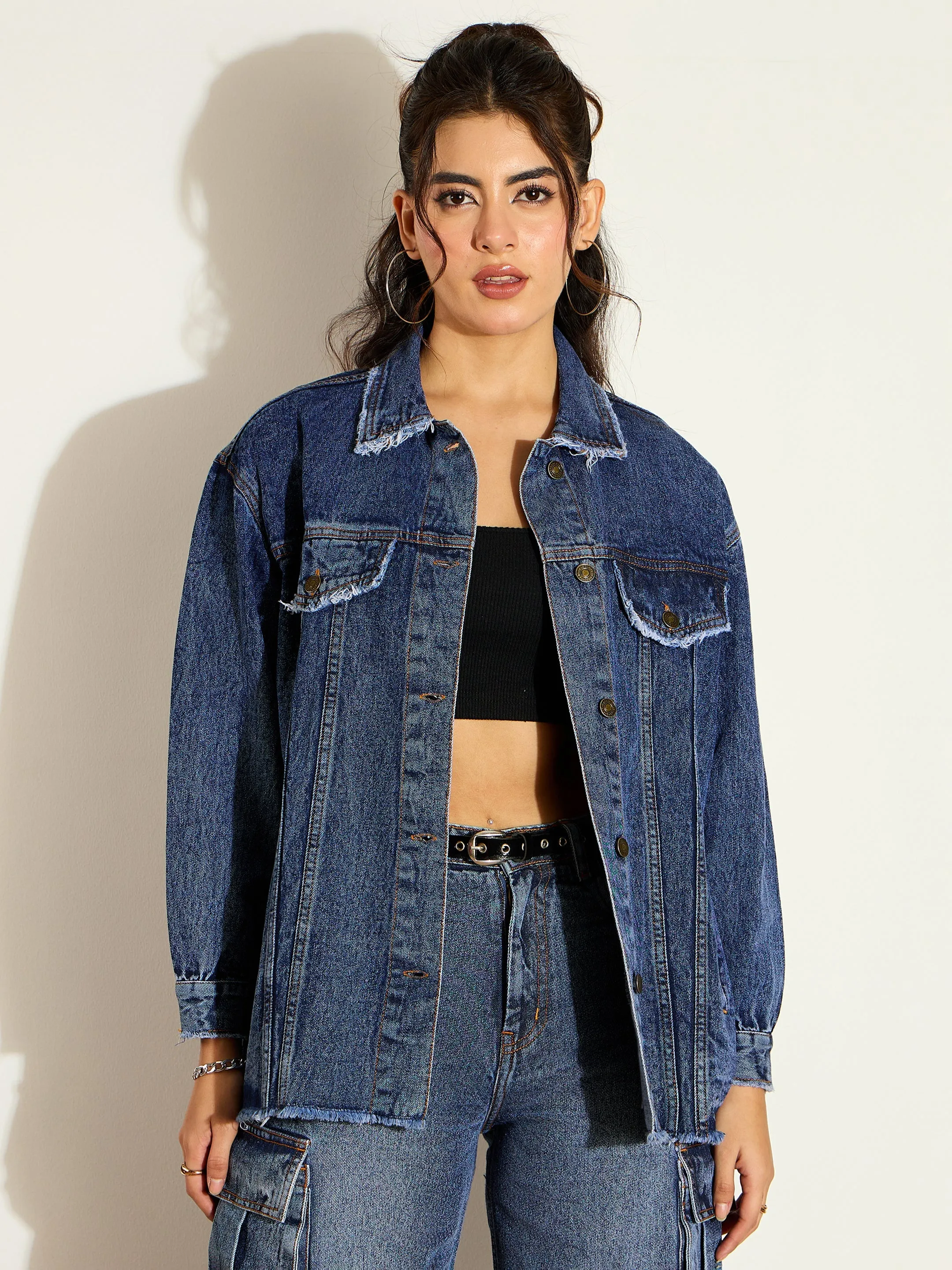 Women Blue Blast Denim Shacket