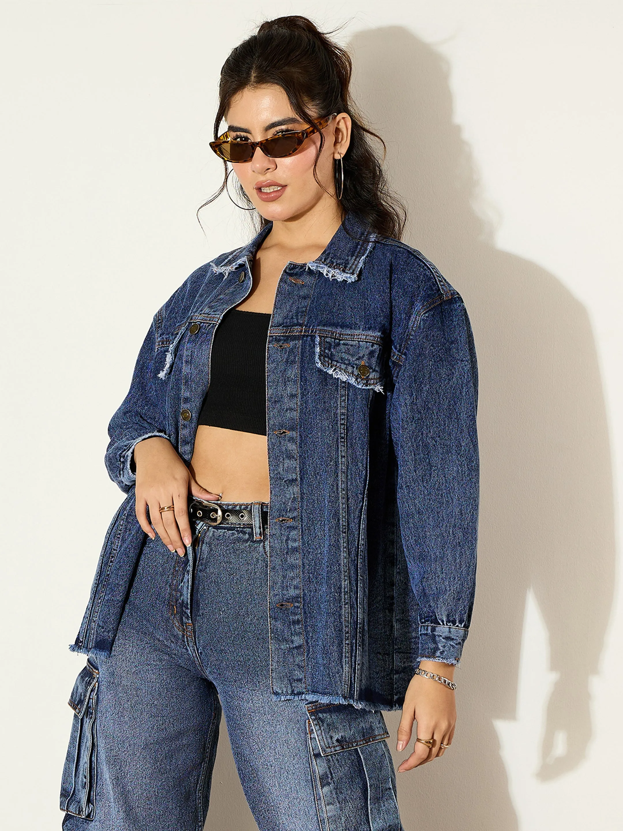 Women Blue Blast Denim Shacket