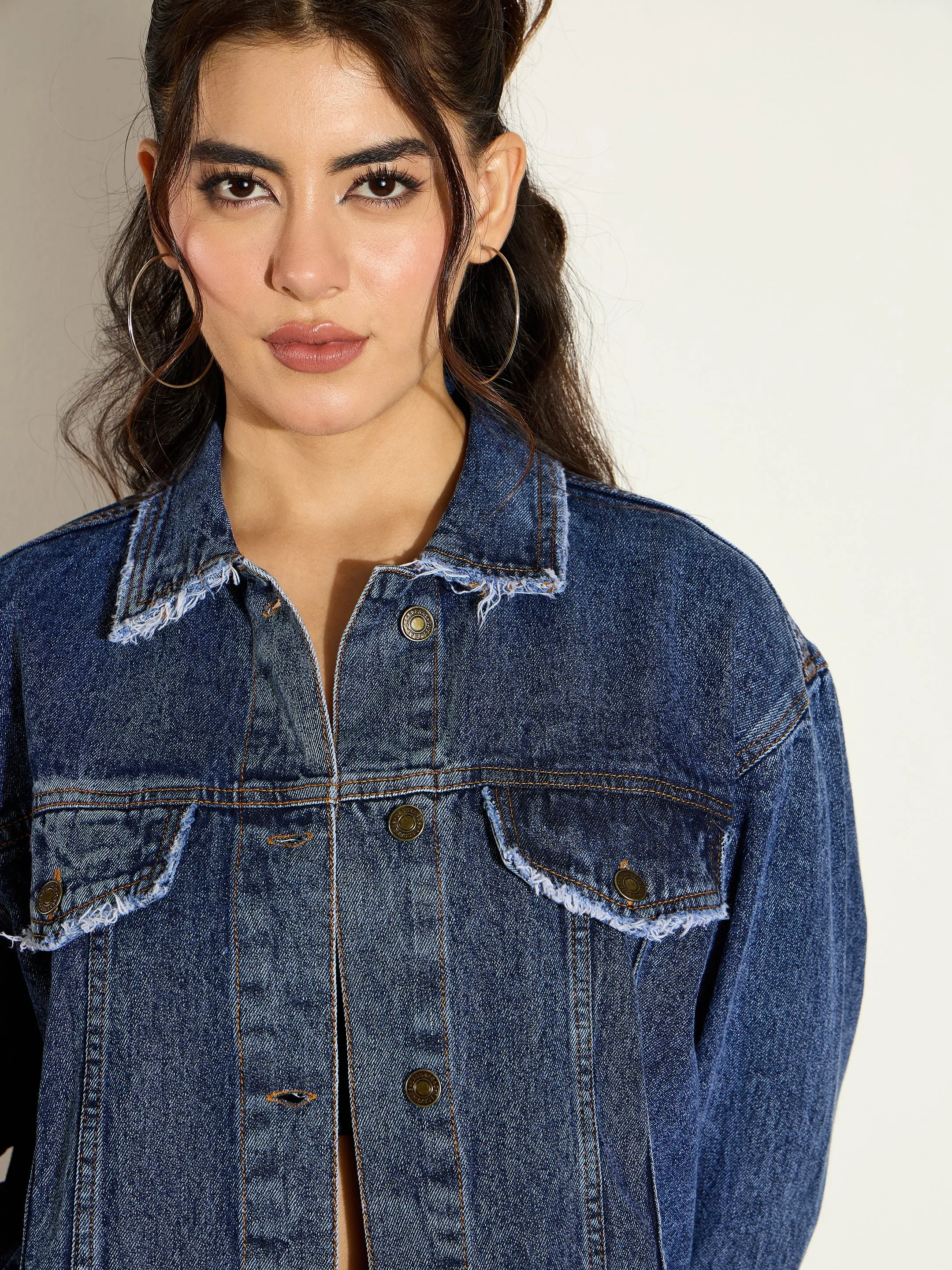 Women Blue Blast Denim Shacket