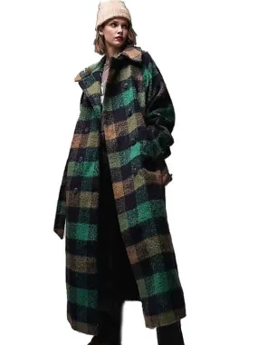 Women's Checkered Printed Coat,Multi