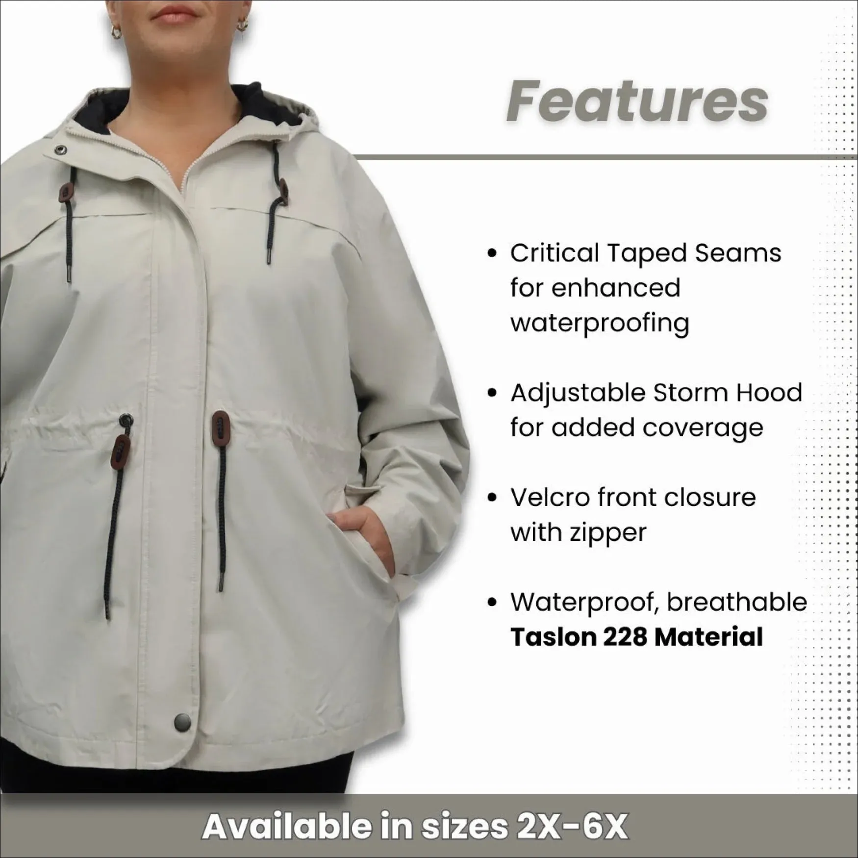 Women’s Plus Size Manchester Waterproof 2X-6X Rain Jacket