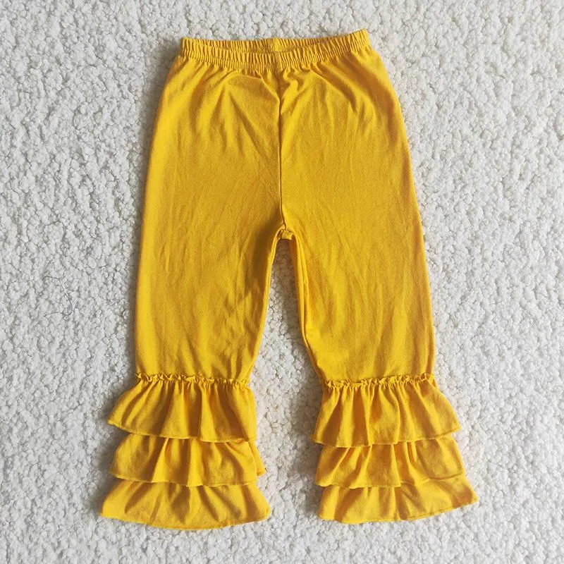 Yellow lace ruffle pants