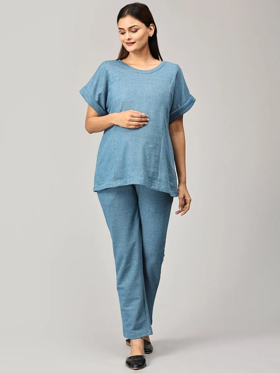 You Do Blue Maternity and Nursing Sweatshirt Co-Ord Set