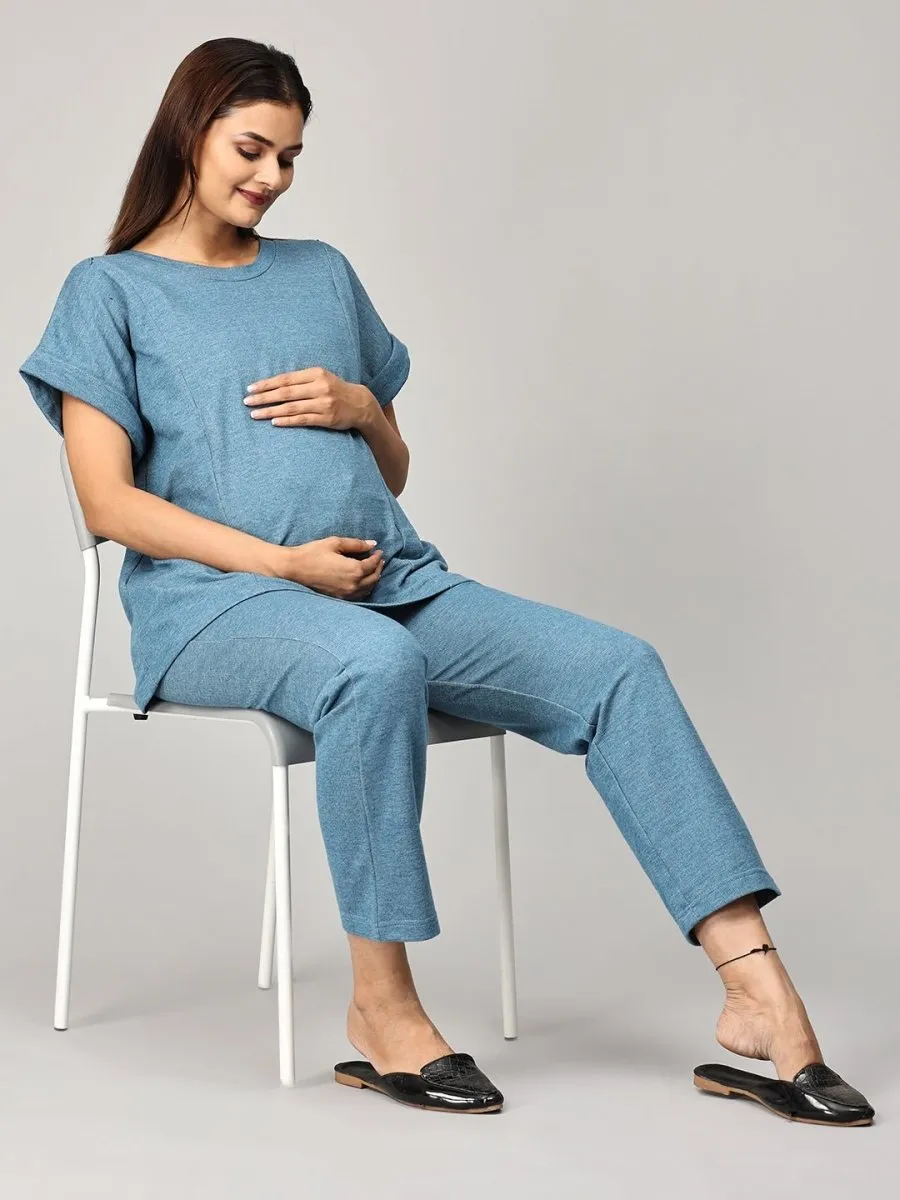 You Do Blue Maternity and Nursing Sweatshirt Co-Ord Set