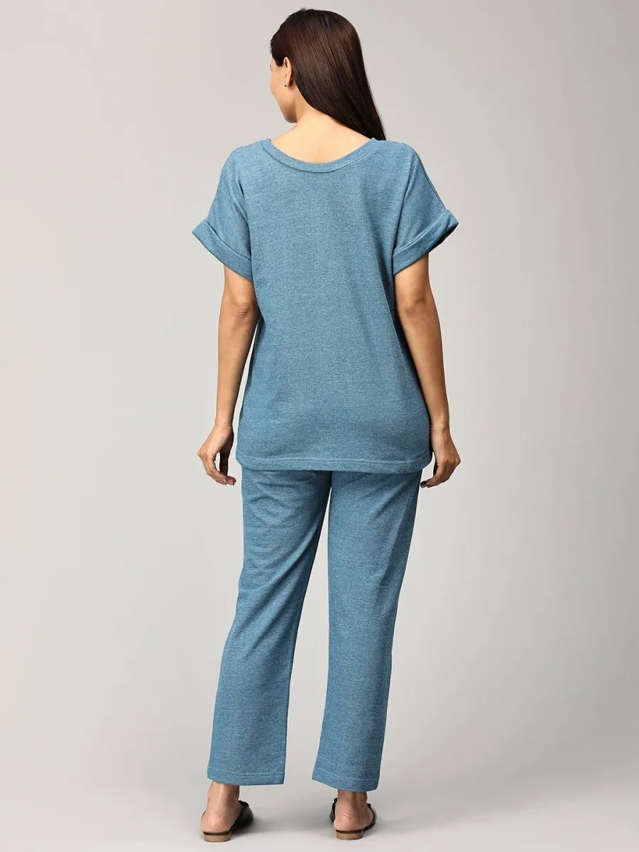 You Do Blue Maternity and Nursing Sweatshirt Co-Ord Set