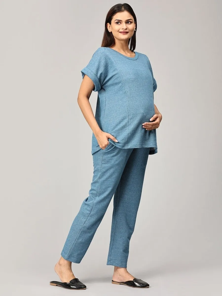 You Do Blue Maternity and Nursing Sweatshirt Co-Ord Set