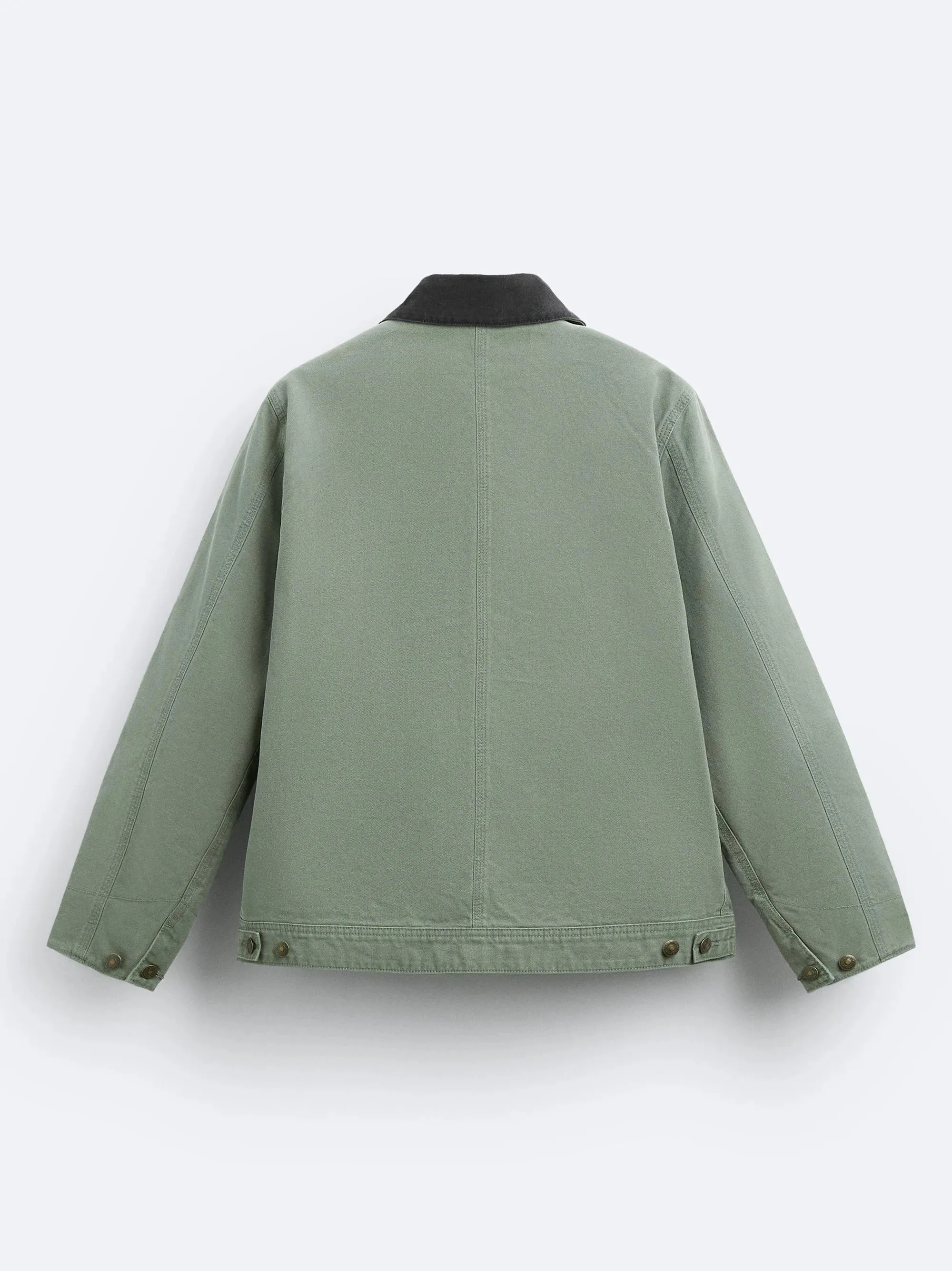 ZR Contrast Collar Denim Light Green Jacket