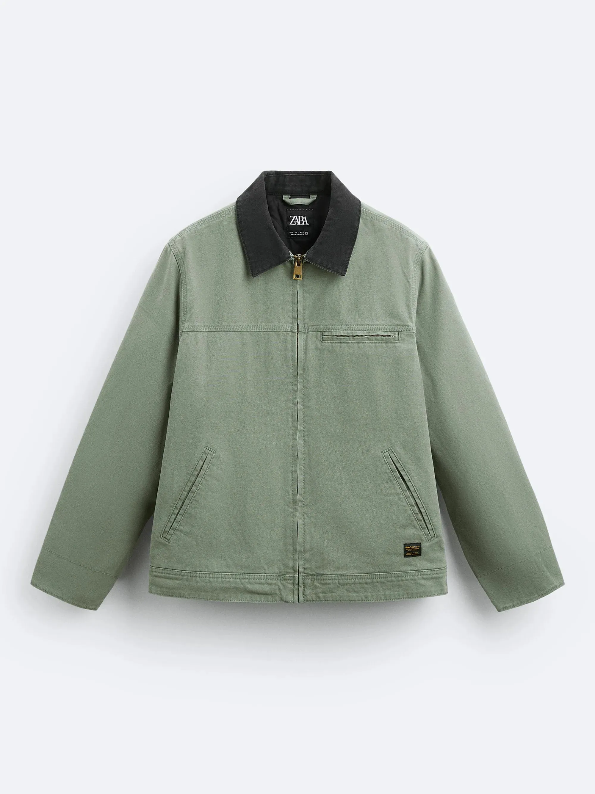 ZR Contrast Collar Denim Light Green Jacket