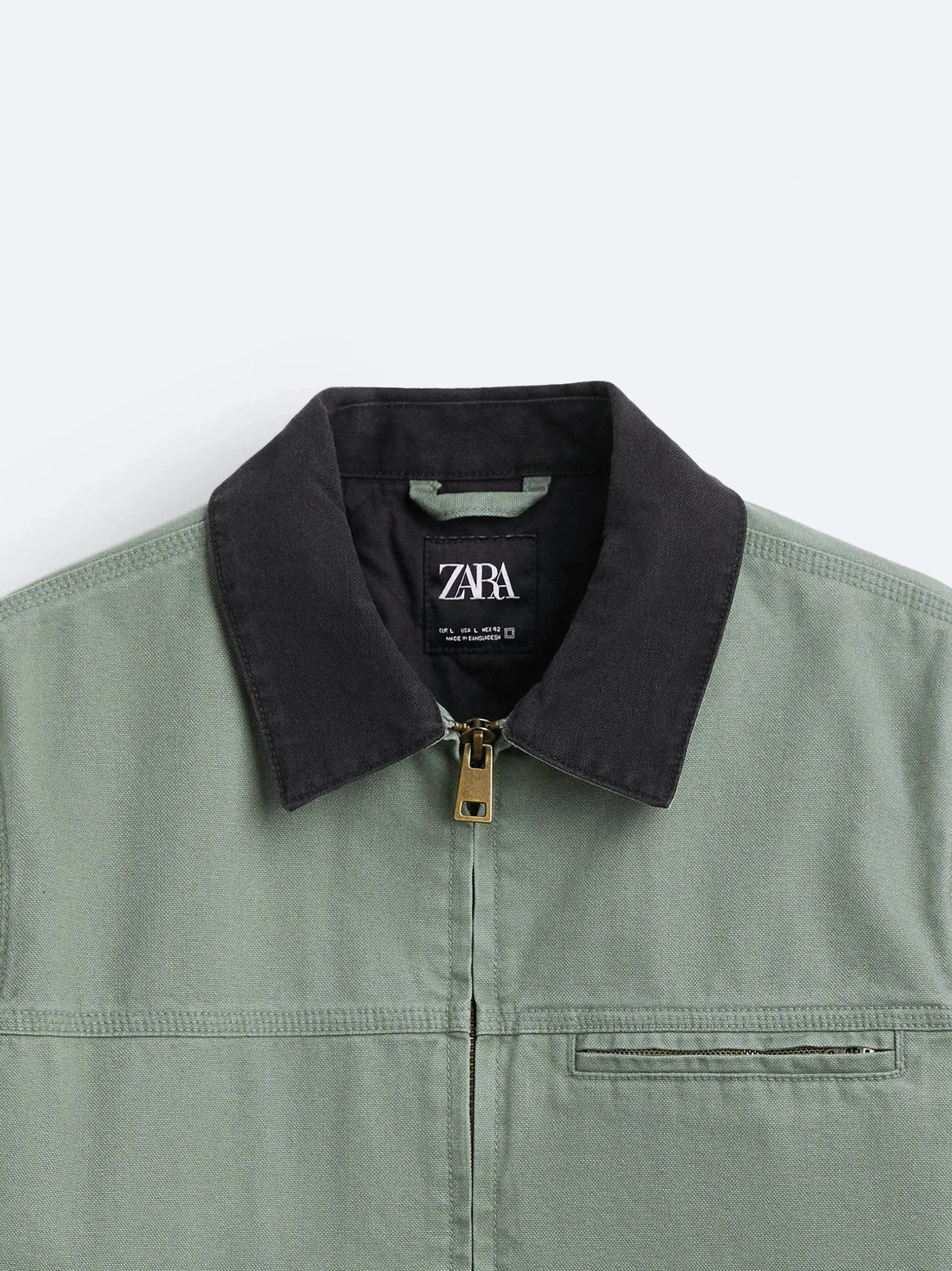 ZR Contrast Collar Denim Light Green Jacket