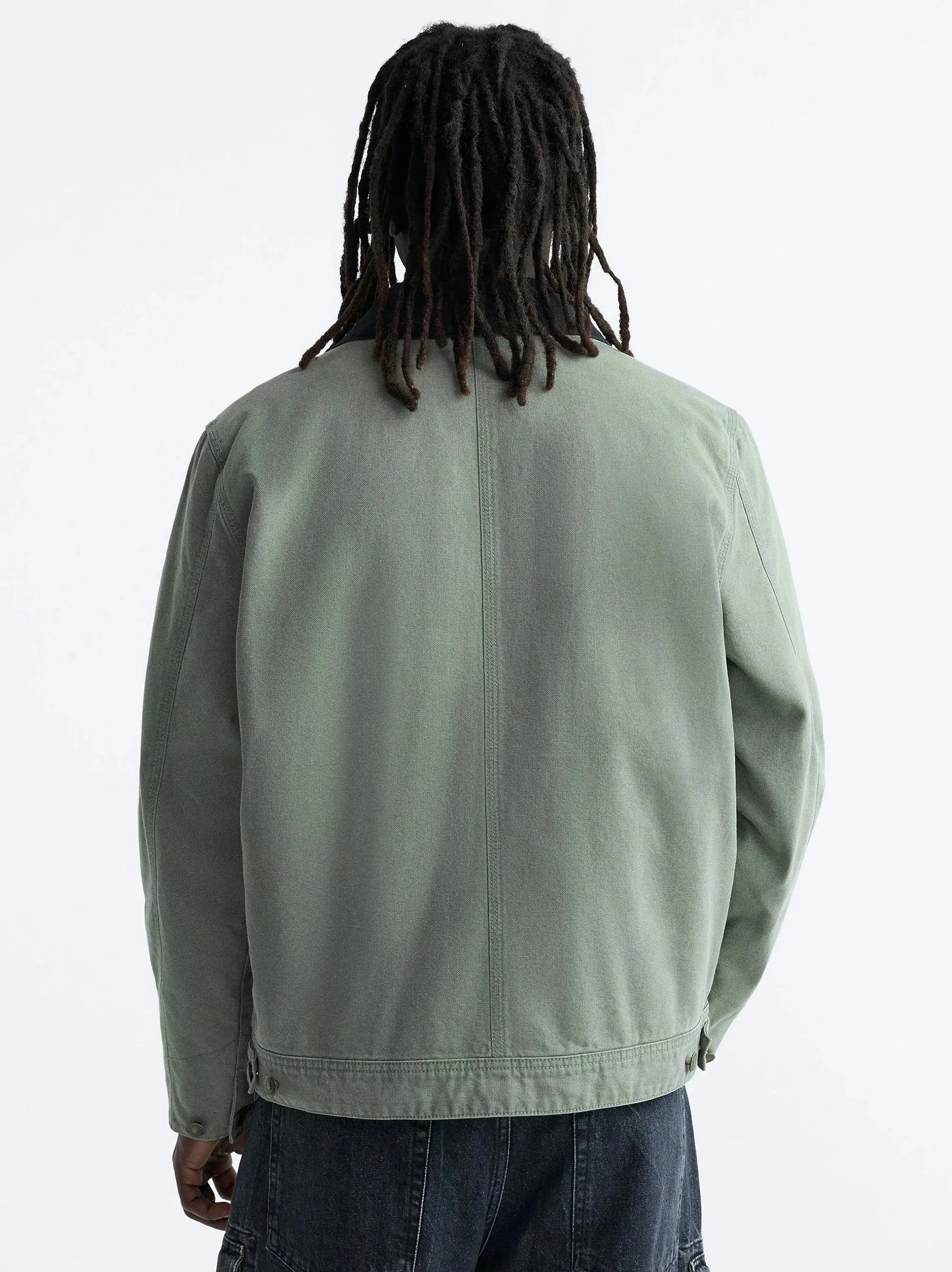 ZR Contrast Collar Denim Light Green Jacket